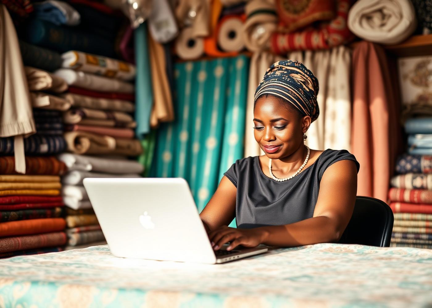 Nigerian entrepreneur managing her business accounts